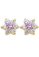 admirable teeny gold june cz birthstone baby earrings